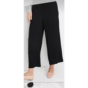 Madewell High Waisted Wide Leg Drapey Pull On Crop Black Work Pants Size Small